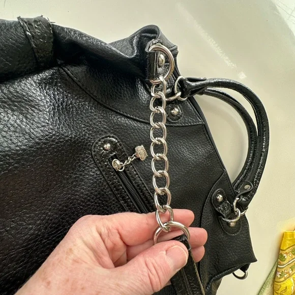 Kathy Van Zealand Y2K Black Studded Gem-Embellished vegan leather Satchel - Picture 4 of 15